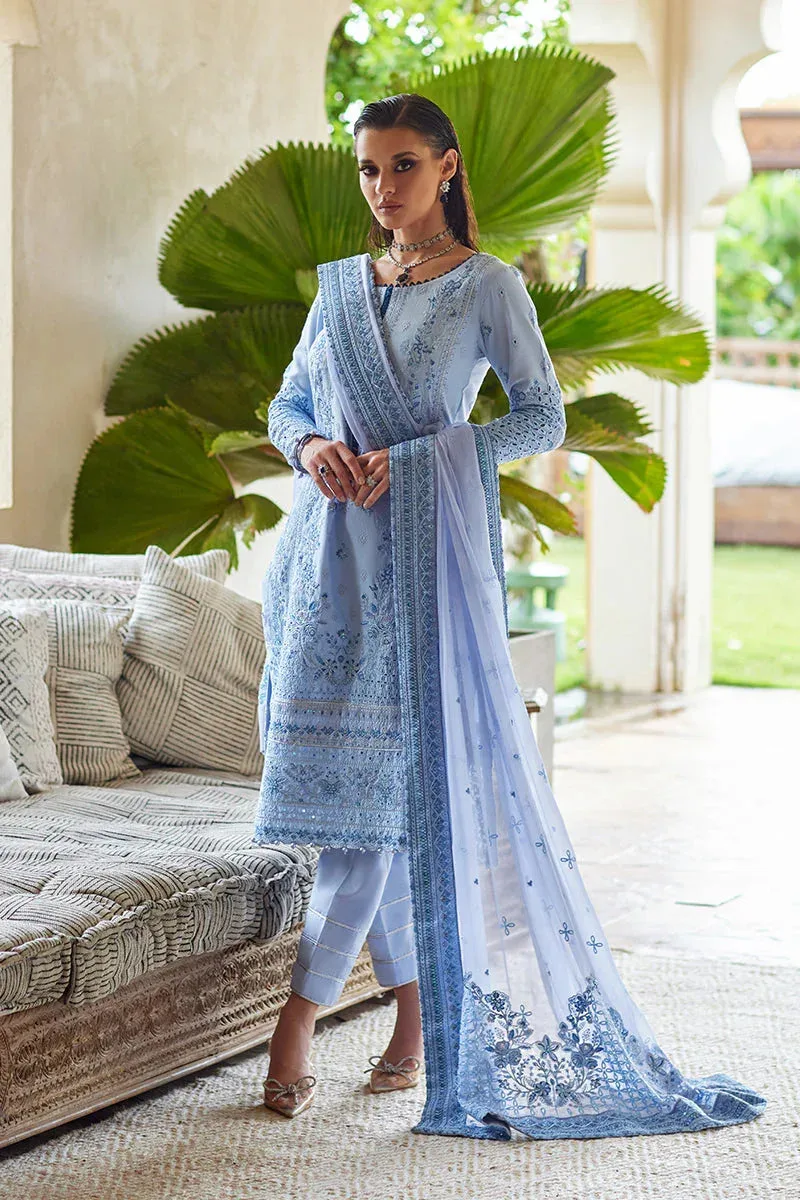 Gulaal Luxury Lawn 25 Blue Organza – view 1 – Poshaq