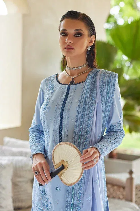 Gulaal Luxury Lawn 25 Blue Organza – view 3 – Poshaq
