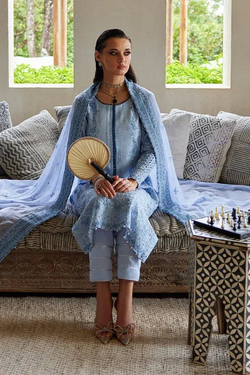 Gulaal Luxury Lawn 25 Blue Organza – view 5 – Poshaq