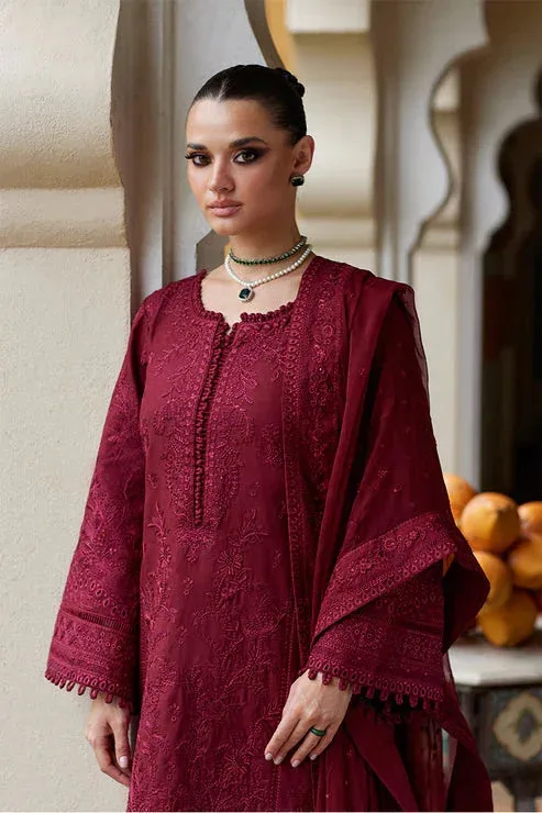 Gulaal Luxury Lawn 25 Maroon Organza – view 3 – Poshaq