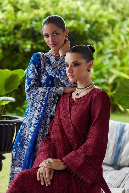 Gulaal Luxury Lawn 25 Maroon Organza – view 4 – Poshaq