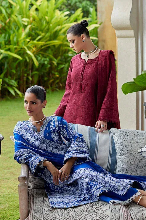 Gulaal Luxury Lawn 25 Maroon Organza – view 5 – Poshaq
