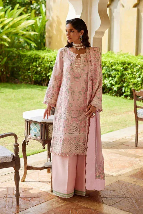 Gulaal Luxury Lawn 25 Pink Organza – view 1 – Poshaq