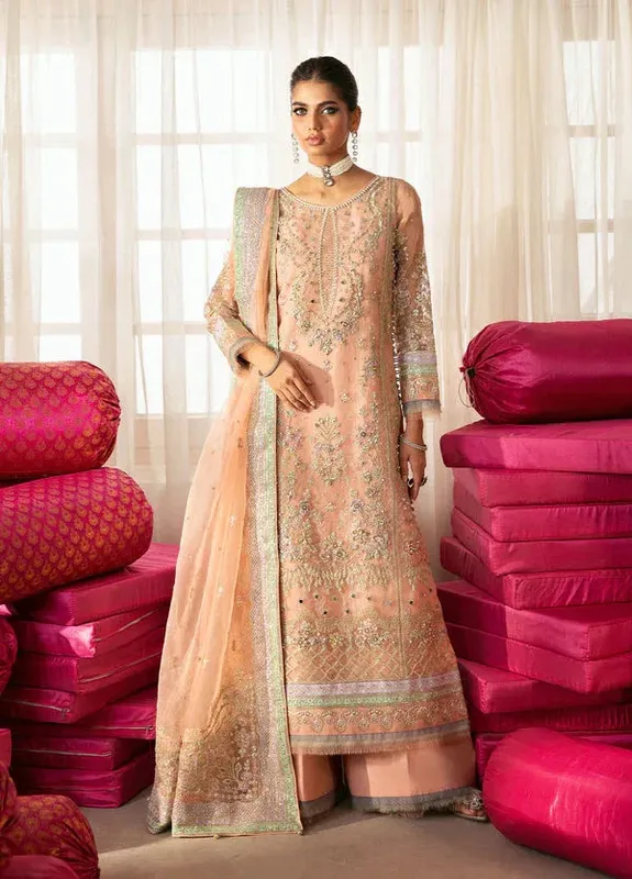 Gulaal Chaandni Wedding Formals Peach Pink Raw Silk – view 1 – Poshaq