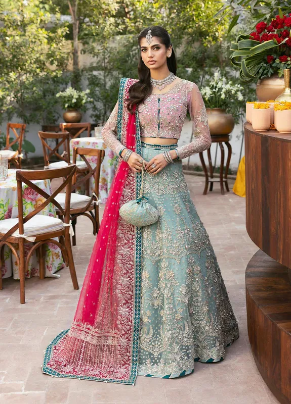 Gulaal Chaandni Wedding Formals Sky Blue Raw Silk – view 1 – Poshaq
