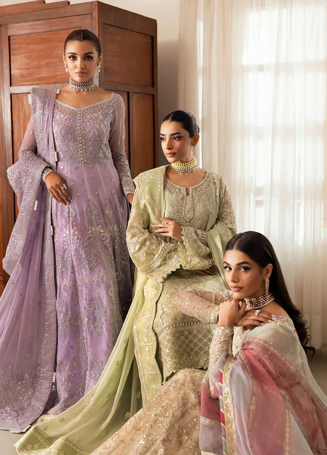 Gulaal Reverie Embroidered Chiffon Pale Yellow Raw Silk – view 7 – Poshaq