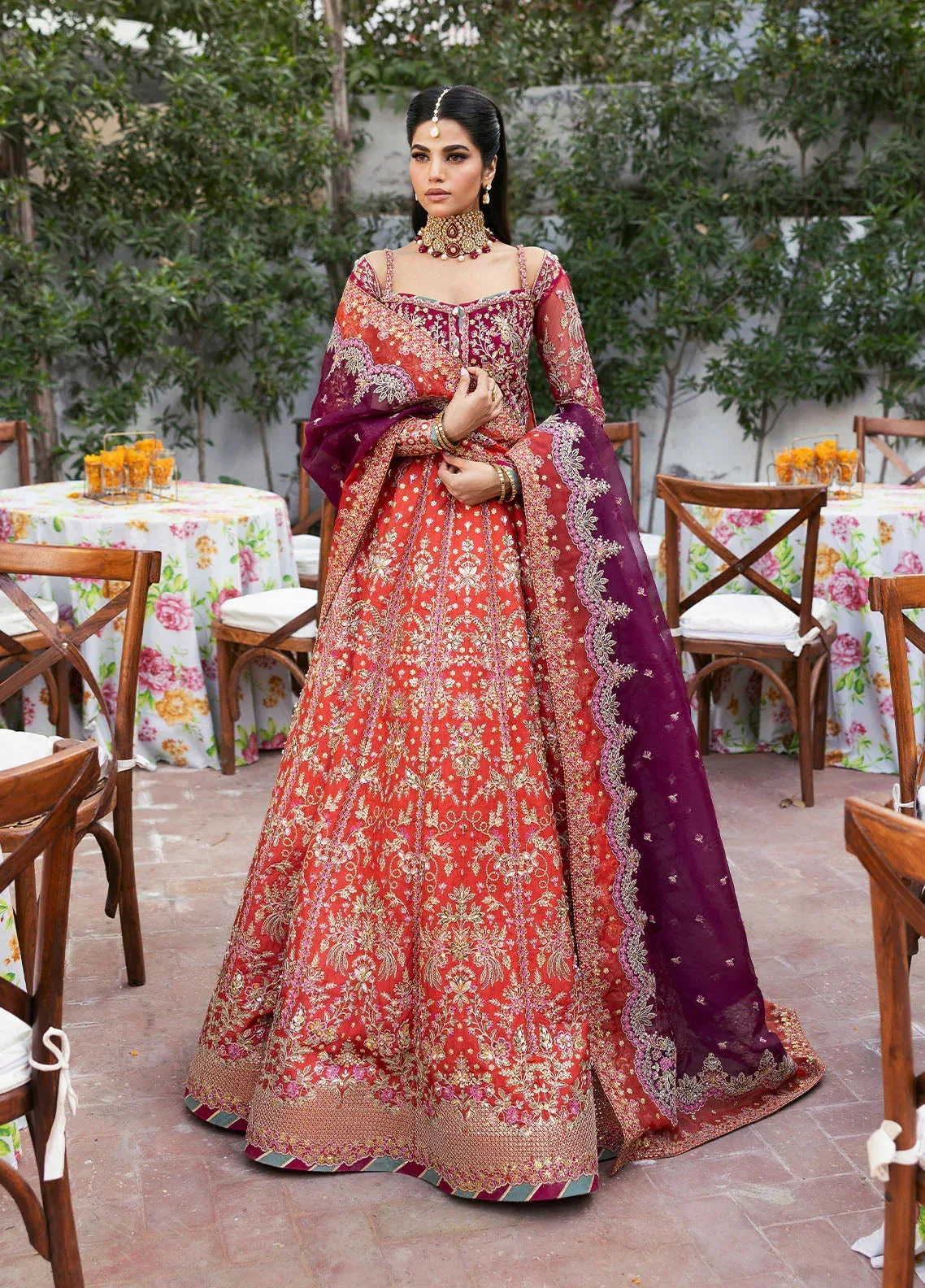 Gulaal Chaandni Wedding Formals Orange Organza – view 1 – Poshaq
