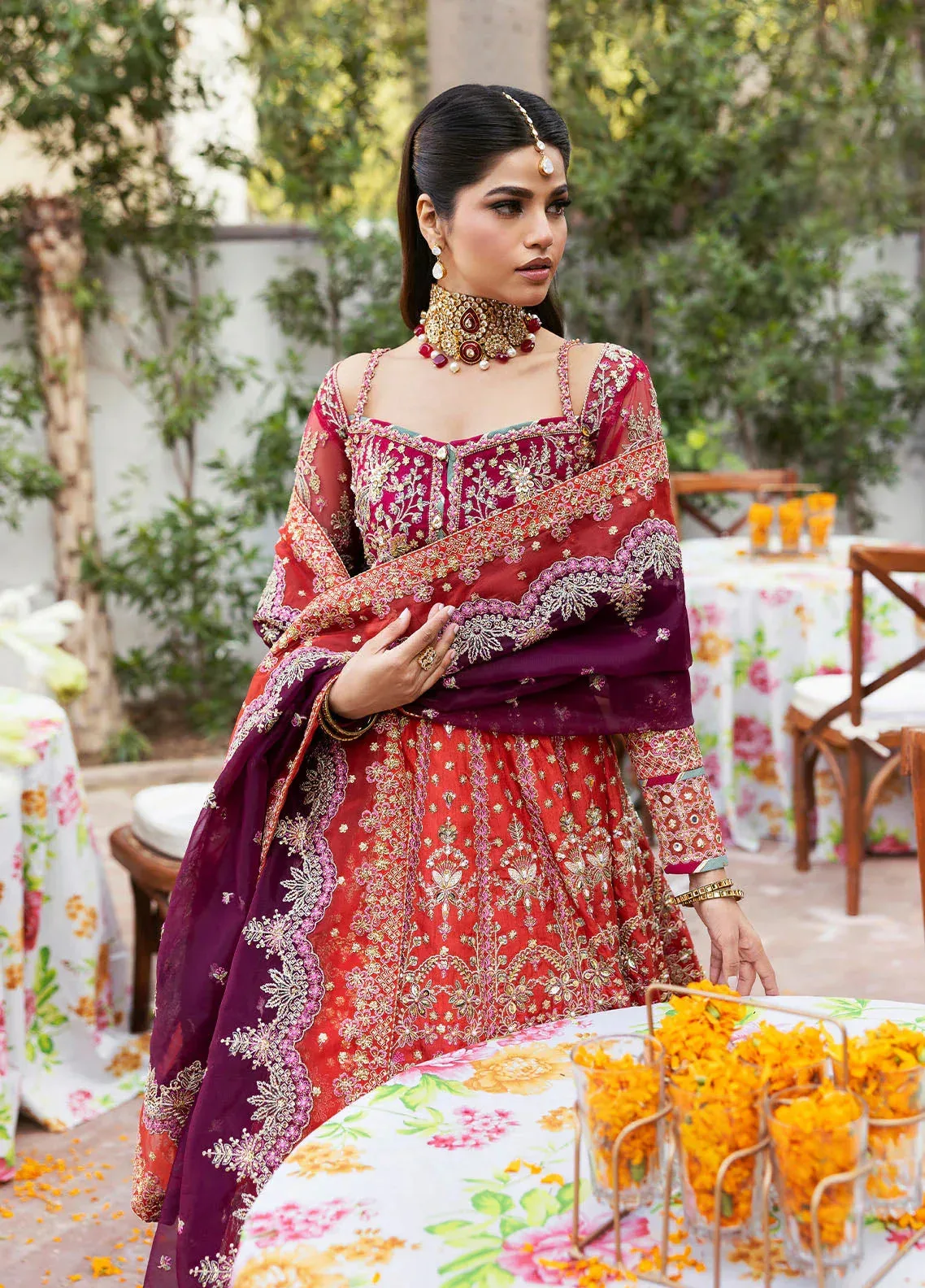 Gulaal Chaandni Wedding Formals Orange Organza – view 3 – Poshaq