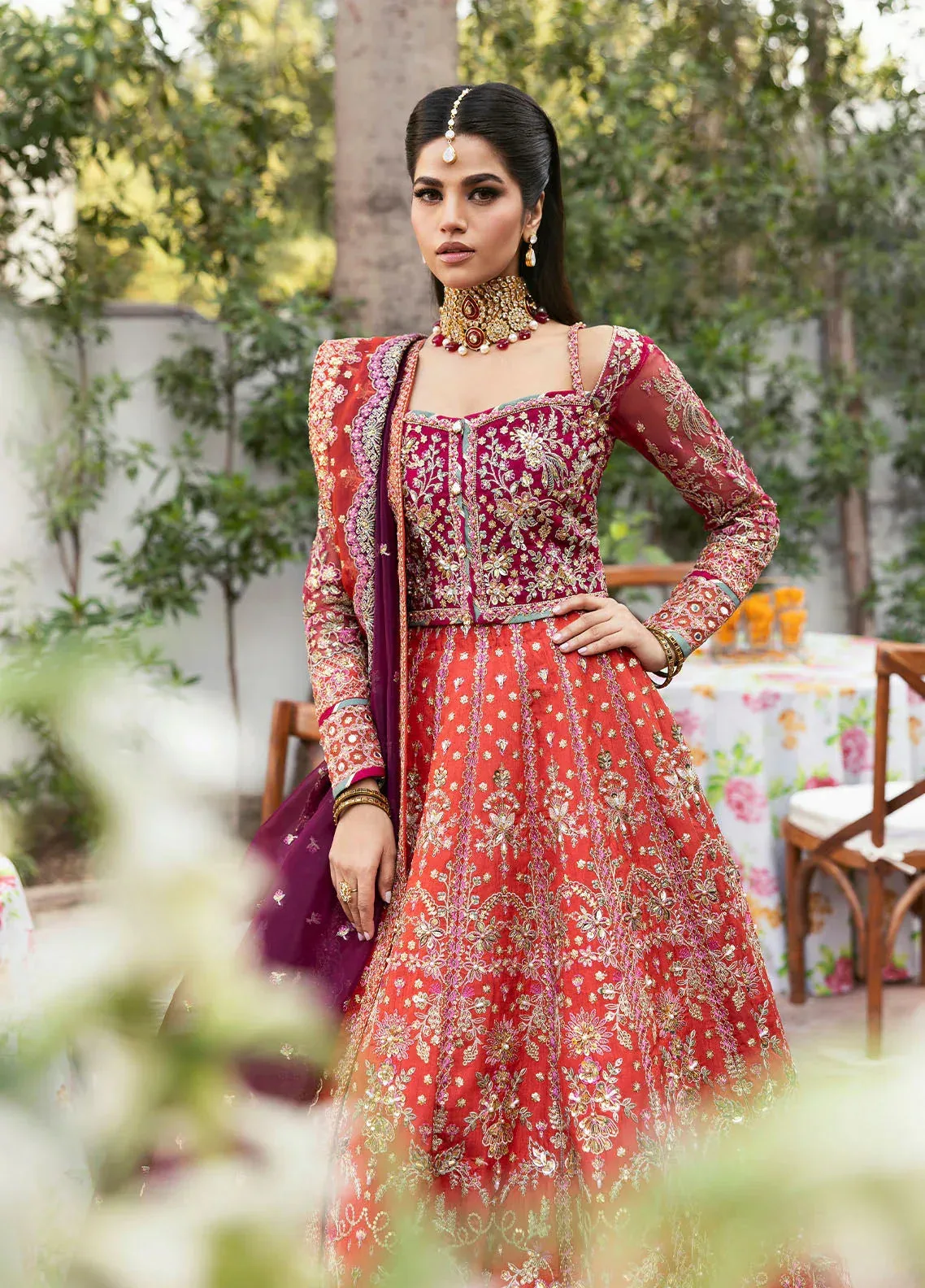 Gulaal Chaandni Wedding Formals Orange Organza – view 4 – Poshaq