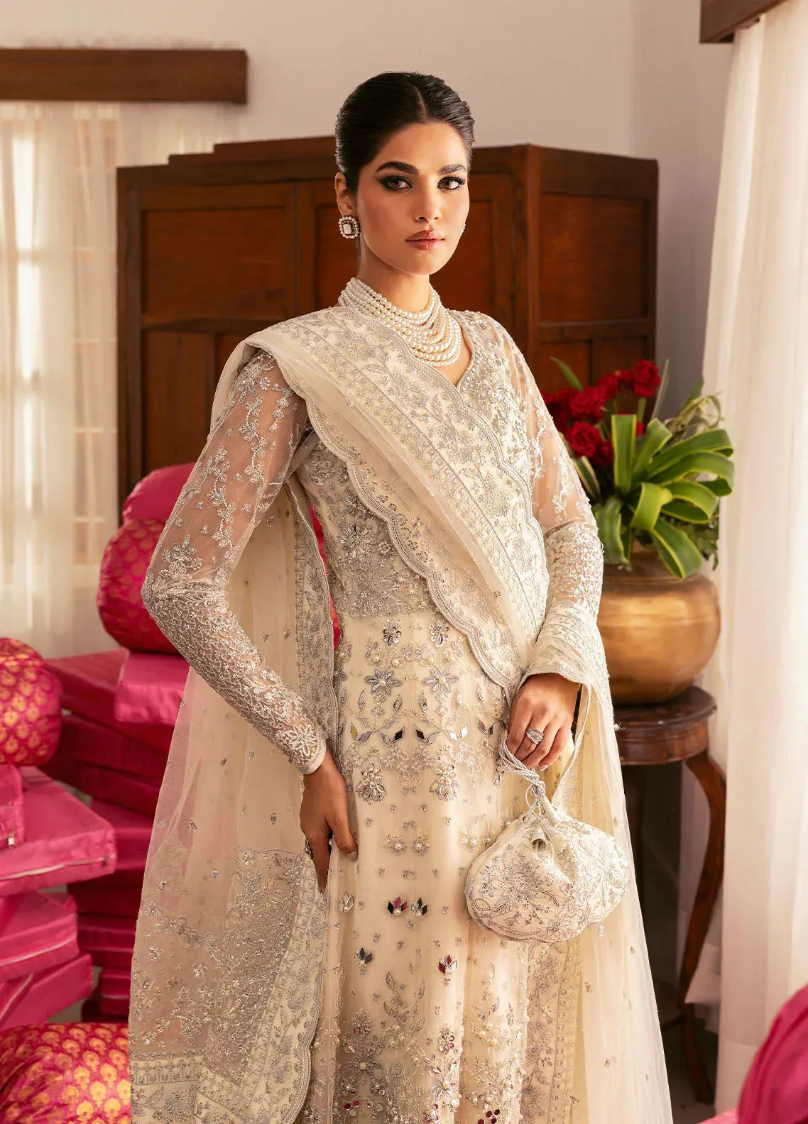 Gulaal Chaandni Wedding Formals Ivory Raw Silk – view 2 – Poshaq
