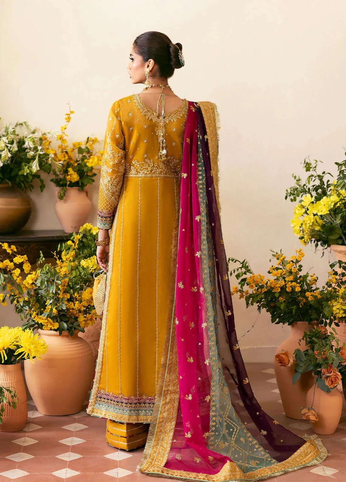 Gulaal Chaandni Wedding Formals Mustard Yellow Raw Silk – view 2 – Poshaq