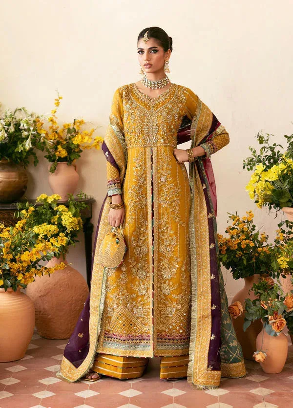 Gulaal Chaandni Wedding Formals Mustard Yellow Raw Silk – view 4 – Poshaq