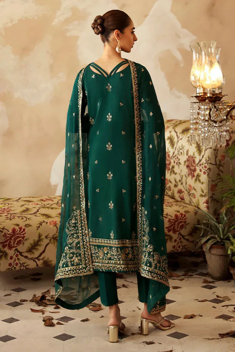 Gulaal Shehrnaaz Raw Silk Dark Green Raw Silk – view 2 – Poshaq