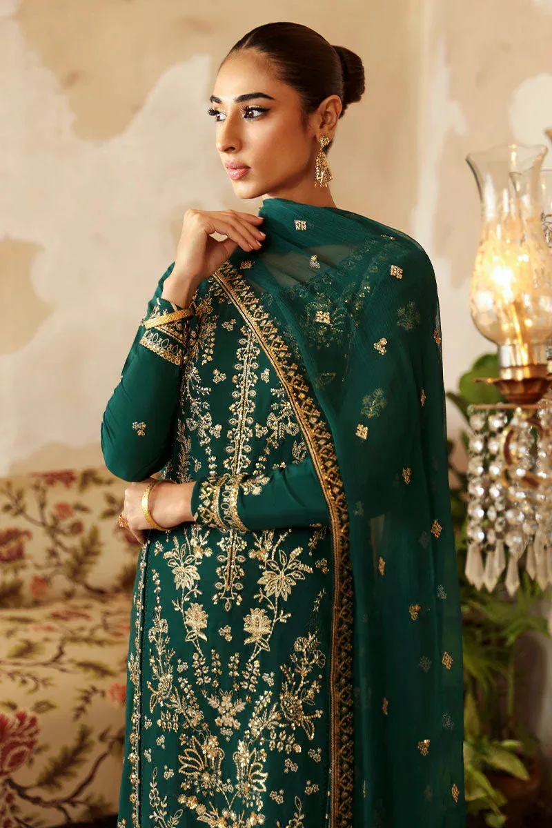 Gulaal Shehrnaaz Raw Silk Dark Green Raw Silk – view 3 – Poshaq