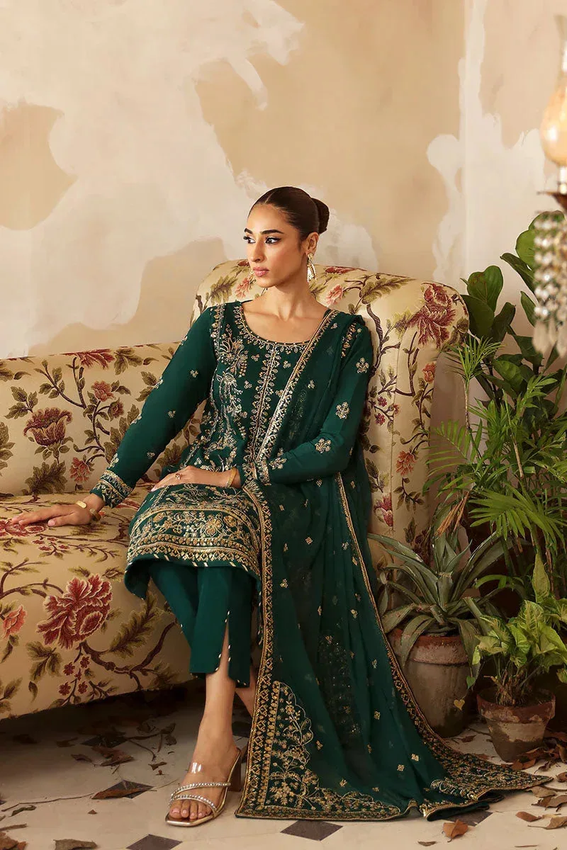 Gulaal Shehrnaaz Raw Silk Dark Green Raw Silk – view 4 – Poshaq