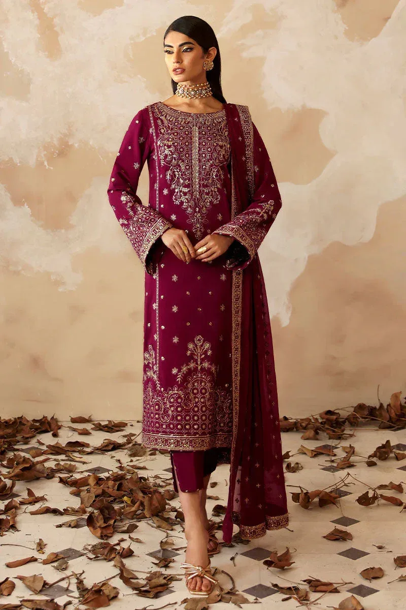 Gulaal Shehrnaaz Raw Silk Wine Berry Raw Silk – view 1 – Poshaq