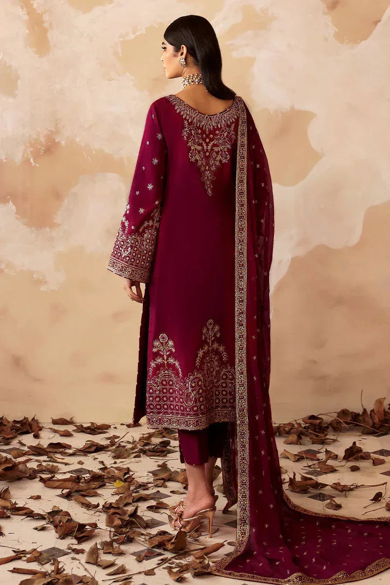 Gulaal Shehrnaaz Raw Silk Wine Berry Raw Silk – view 2 – Poshaq