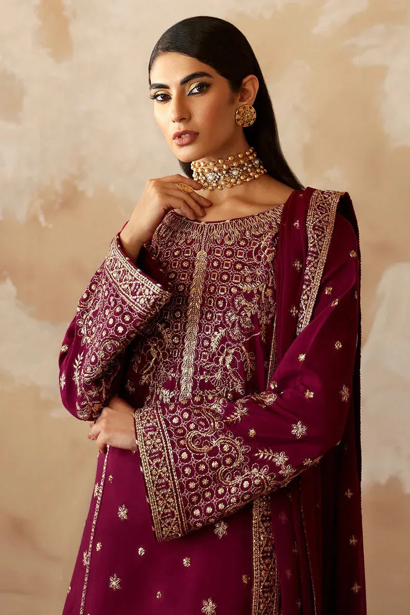 Gulaal Shehrnaaz Raw Silk Wine Berry Raw Silk – view 3 – Poshaq
