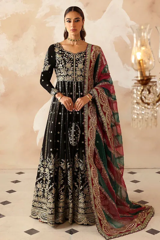 Gulaal Shehrnaaz Raw Silk Black Raw Silk – view 1 – Poshaq