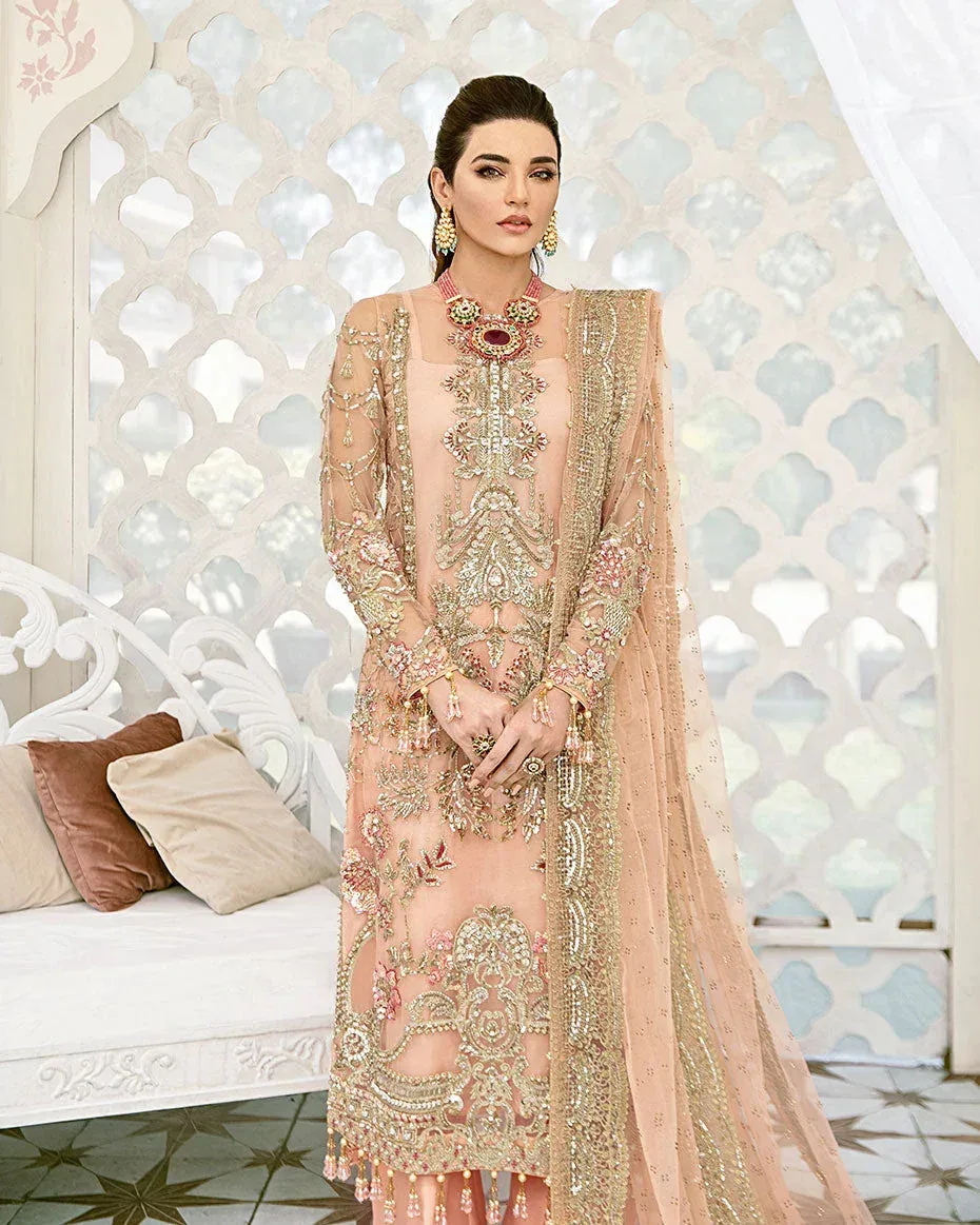 Gulaal Wedding Formals Peach Net – view 2 – Poshaq