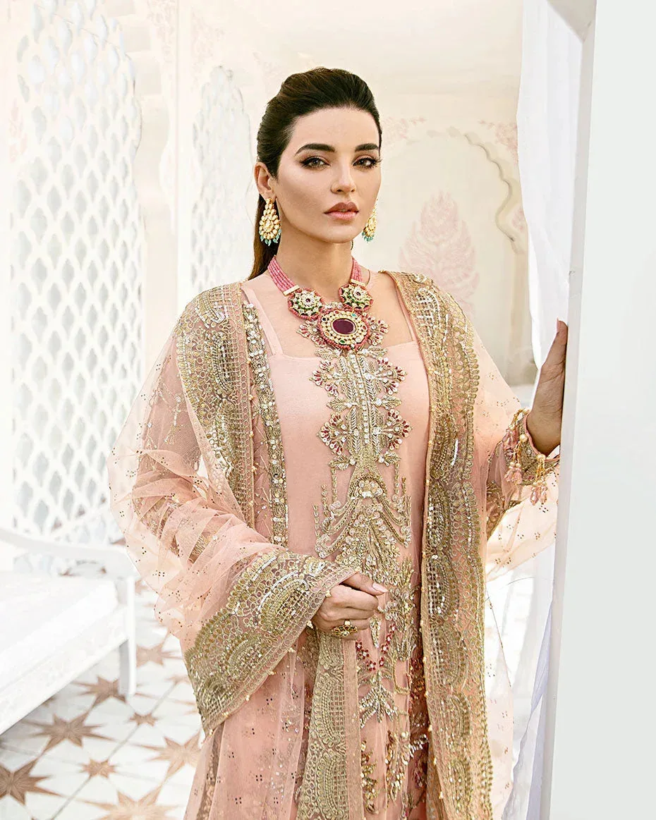 Gulaal Wedding Formals Peach Net – view 3 – Poshaq