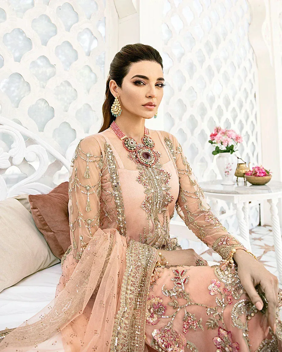 Gulaal Wedding Formals Peach Net – view 4 – Poshaq