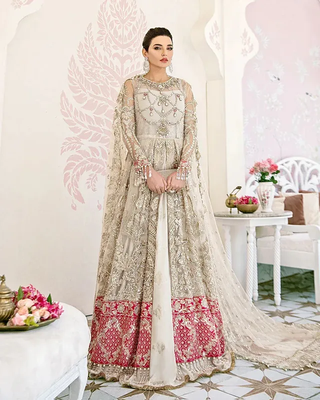 Gulaal Wedding Formals White Raw Silk – view 1 – Poshaq