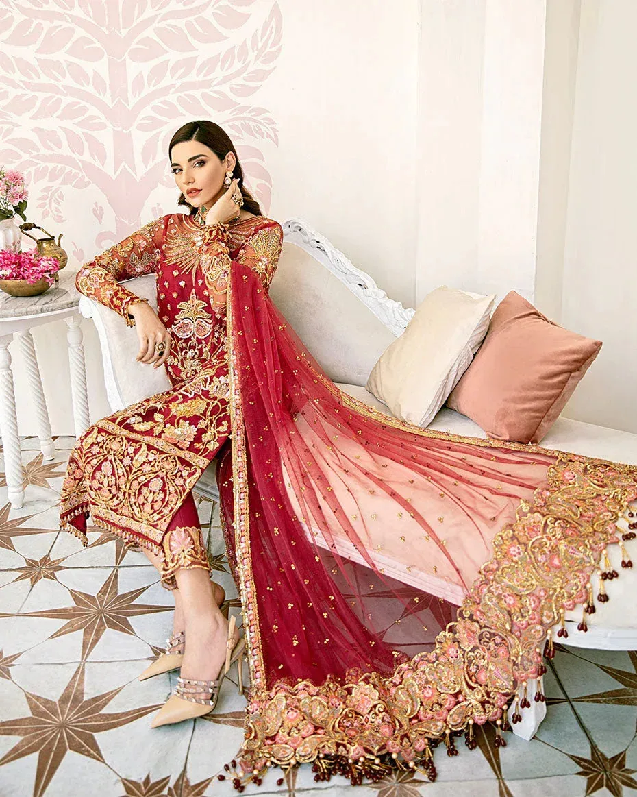 Gulaal Wedding Formals Red Net – view 2 – Poshaq