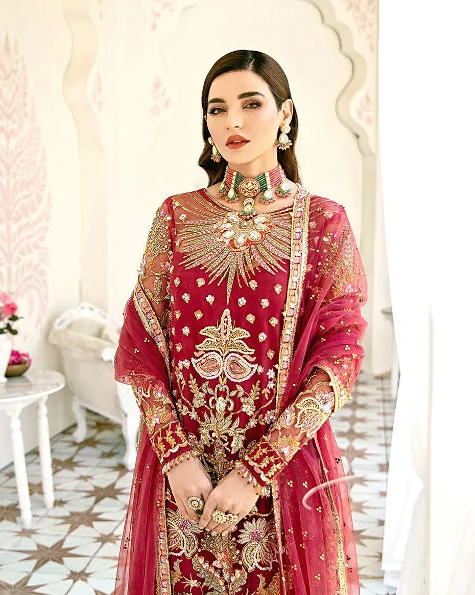 Gulaal Wedding Formals Red Net – view 3 – Poshaq
