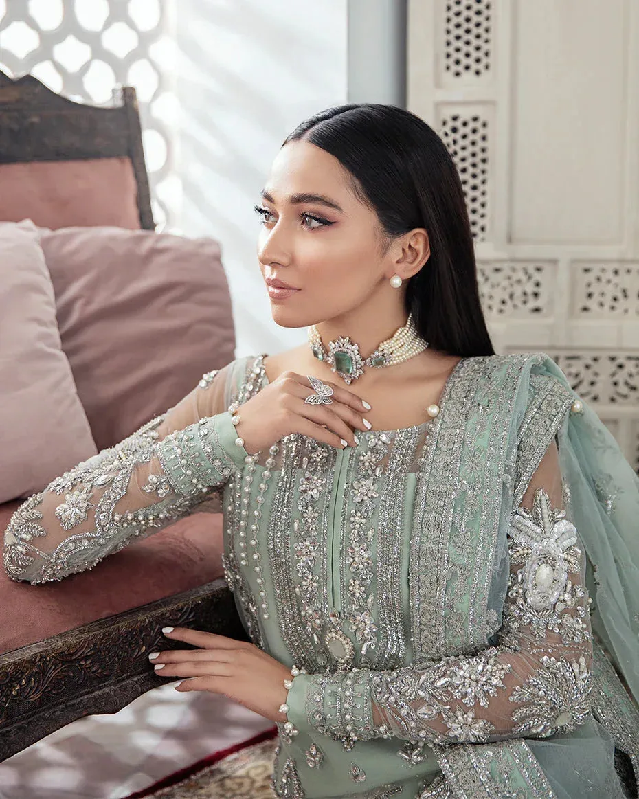 Gulaal Wedding Formals Green Raw Silk – view 3 – Poshaq