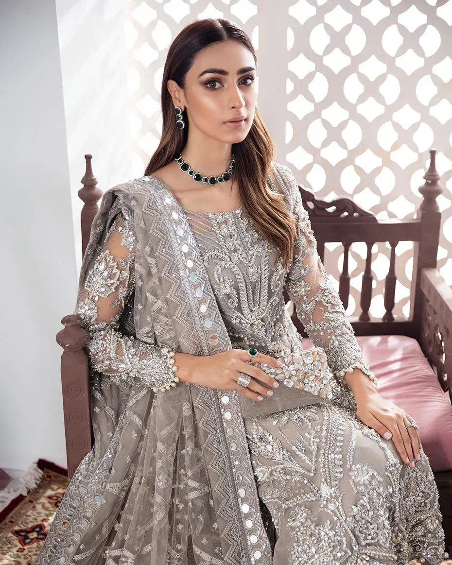 Gulaal Wedding Formals Grey Raw Silk – view 3 – Poshaq
