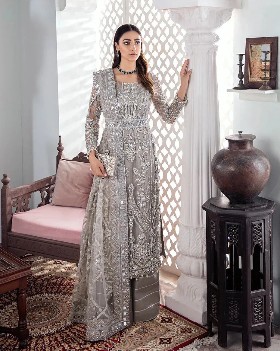 Gulaal Wedding Formals Grey Raw Silk – view 6 – Poshaq