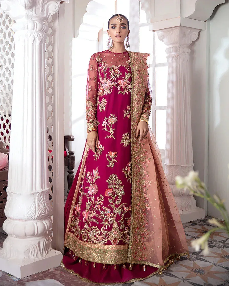 Gulaal Wedding Formals Magenta Raw Silk – view 1 – Poshaq