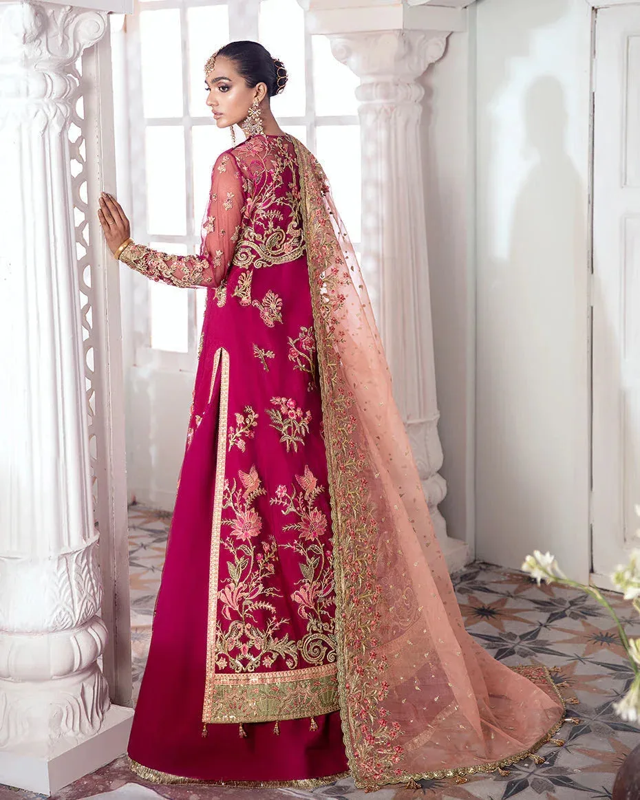 Gulaal Wedding Formals Magenta Raw Silk – view 2 – Poshaq