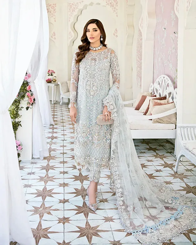 Gulaal Wedding Formals Blue Raw Silk – view 1 – Poshaq