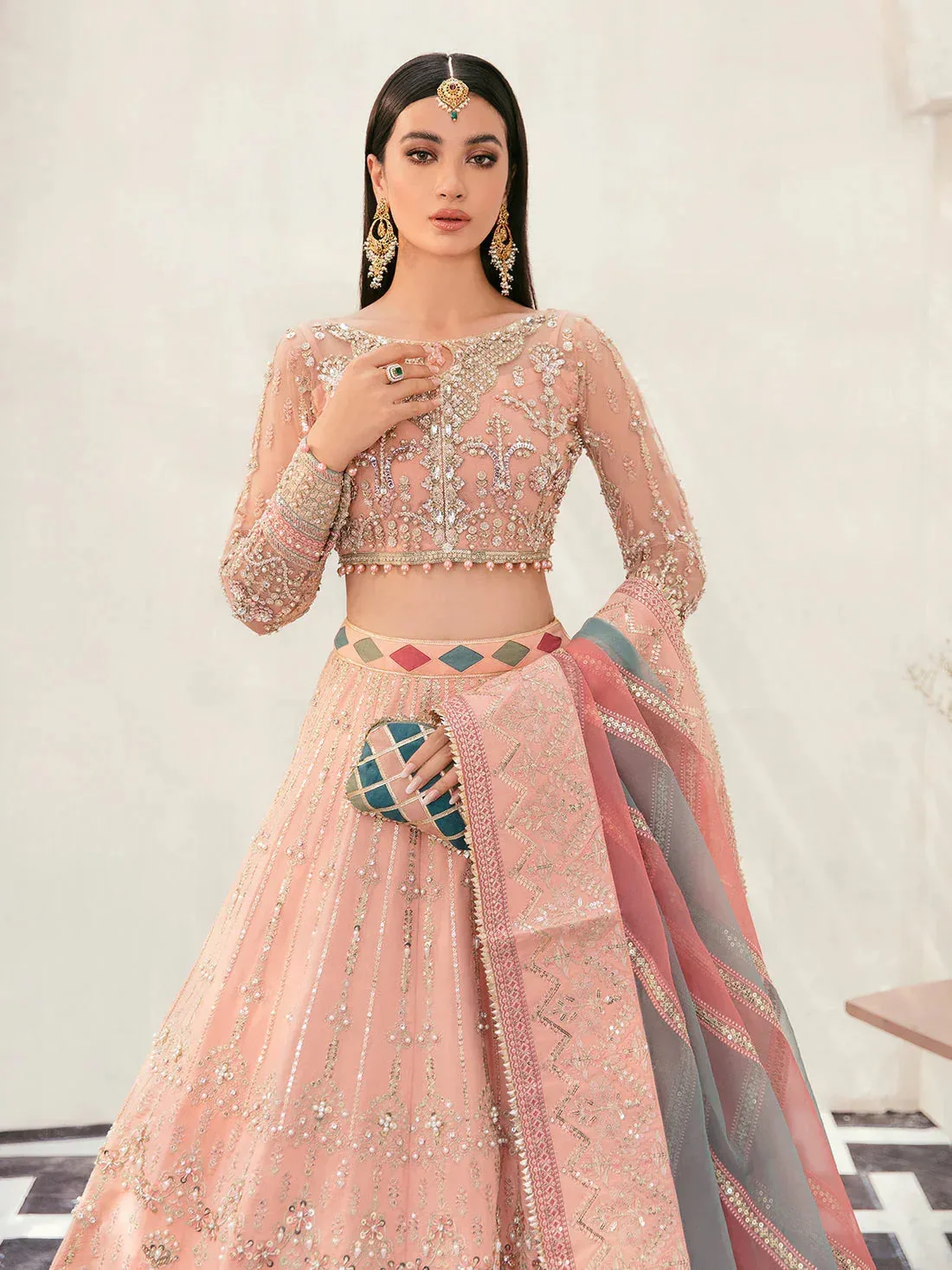Gulaal Wedding Formals Peach Raw Silk – view 4 – Poshaq