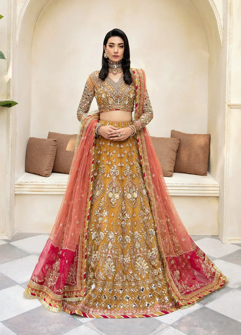 Gulaal Wedding Formals Mustard Raw Silk – view 1 – Poshaq