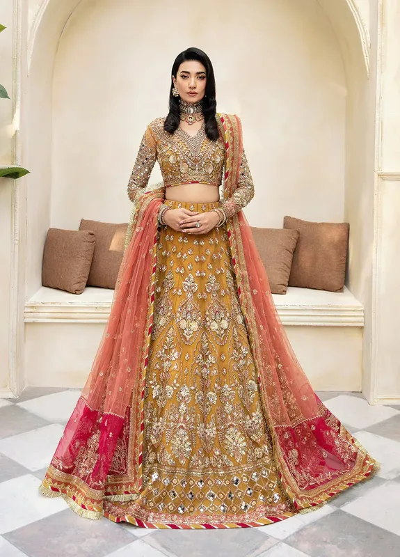 Gulaal Wedding Formals Mustard Raw Silk – view 1 – Poshaq
