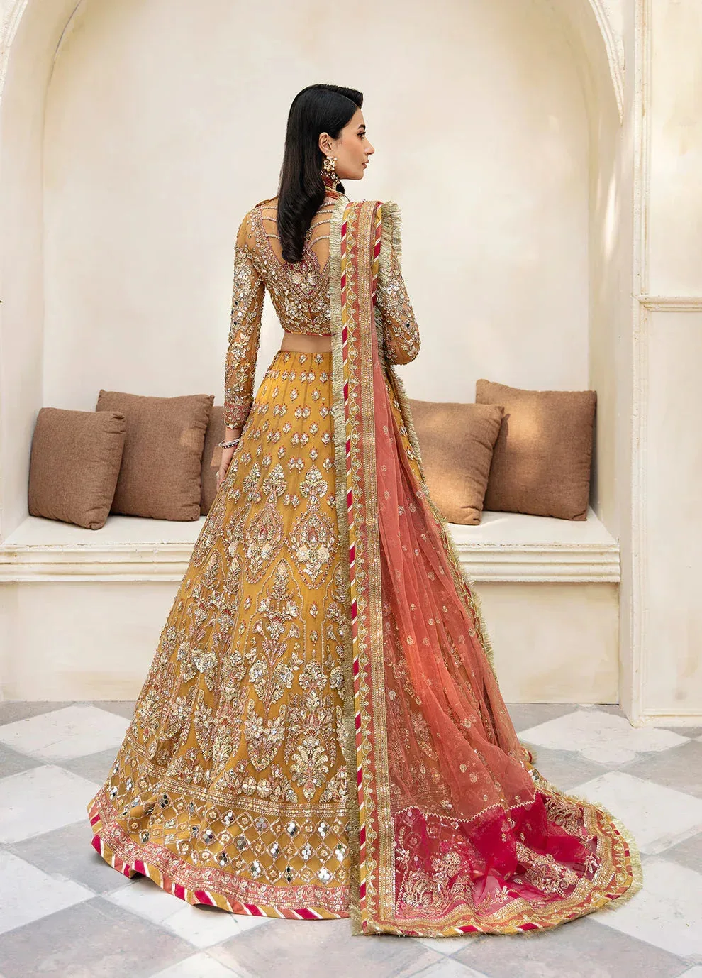 Gulaal Wedding Formals Mustard Raw Silk – view 2 – Poshaq