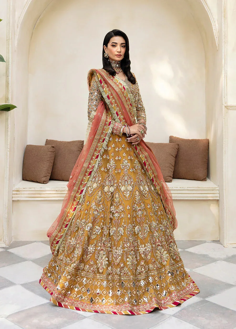 Gulaal Wedding Formals Mustard Raw Silk – view 4 – Poshaq
