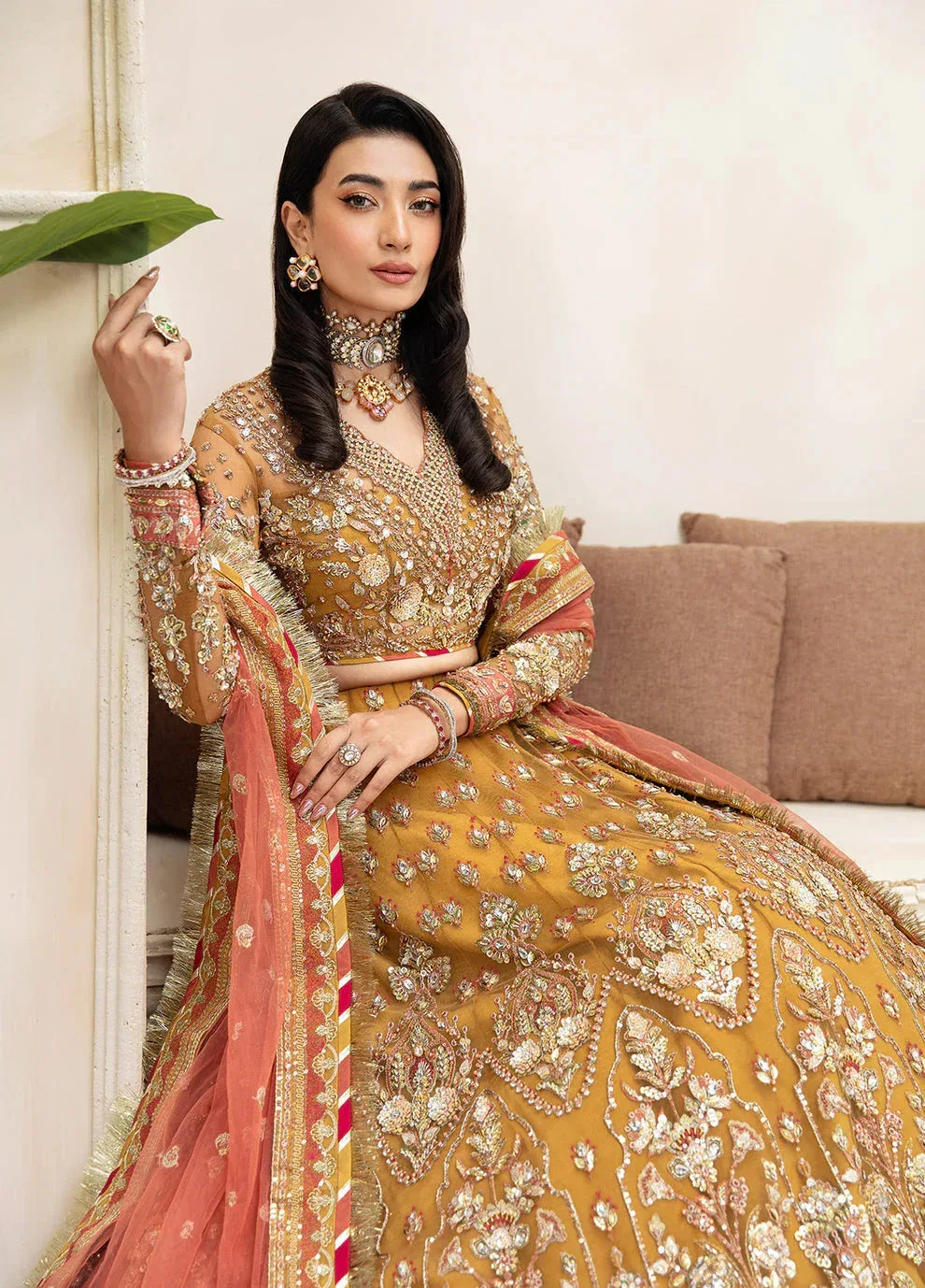 Gulaal Wedding Formals Mustard Raw Silk – view 5 – Poshaq