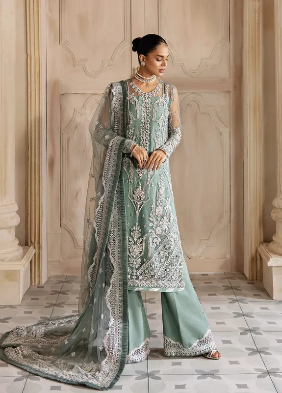 Gulaal Wedding Formals Green Net – view 1 – Poshaq