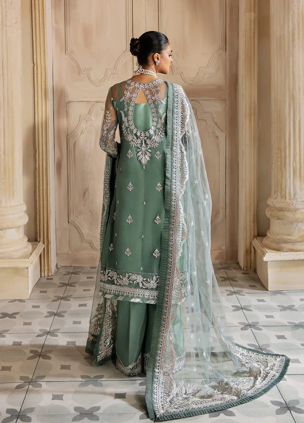 Gulaal Wedding Formals Green Net – view 2 – Poshaq