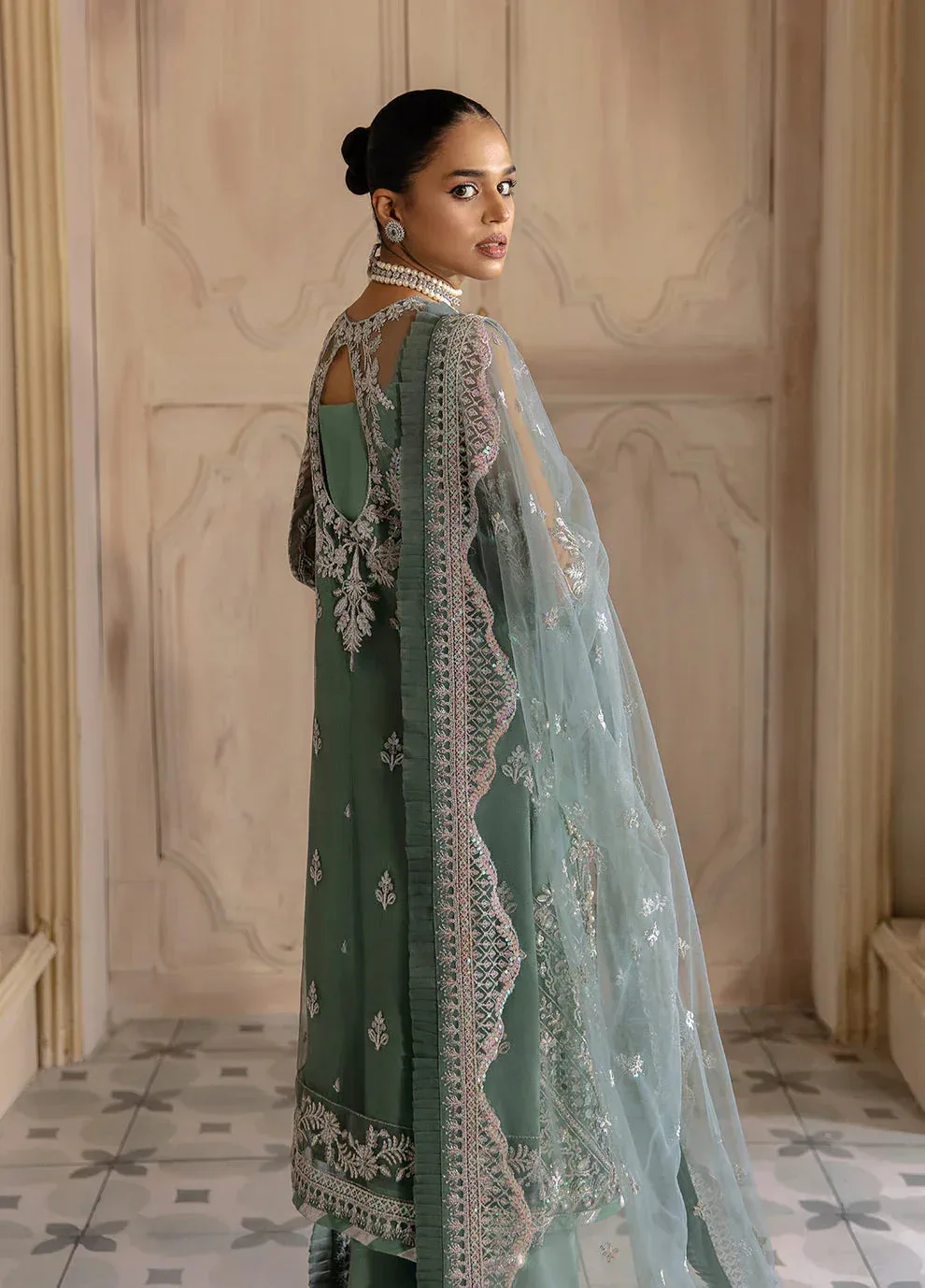 Gulaal Wedding Formals Green Net – view 4 – Poshaq