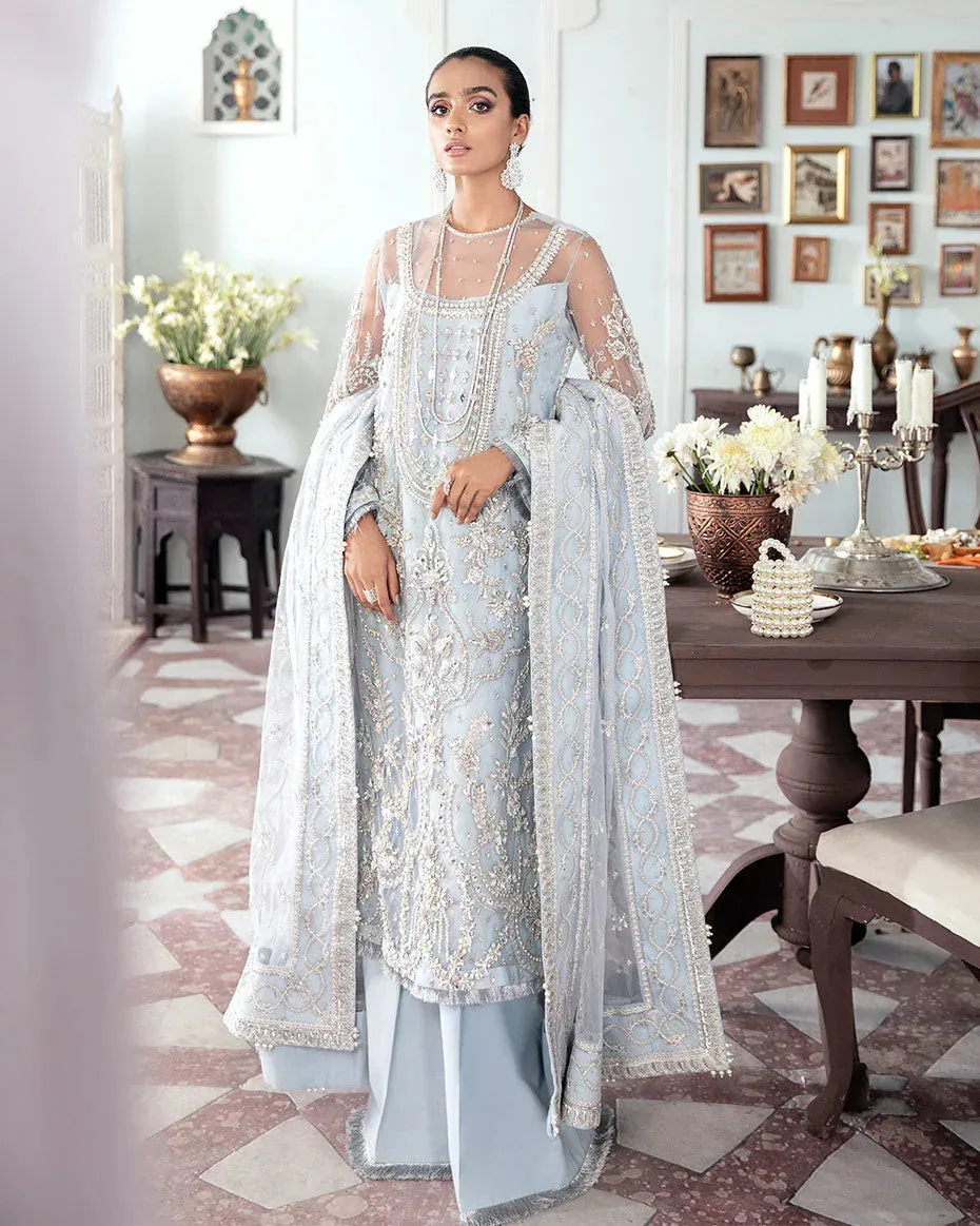 Gulaal Wedding Formals Blue Raw Silk – view 1 – Poshaq