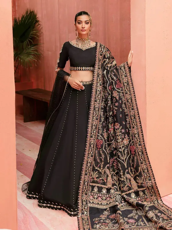 Gulaal Wedding Formals Black Silk – view 1 – Poshaq