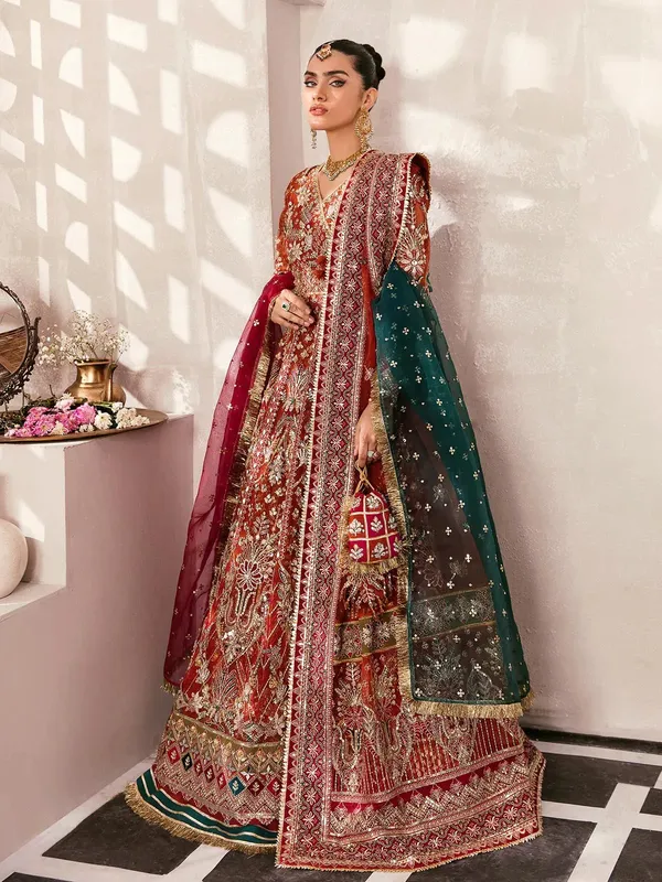 Gulaal Wedding Formals Fuchsia Organza – view 1 – Poshaq