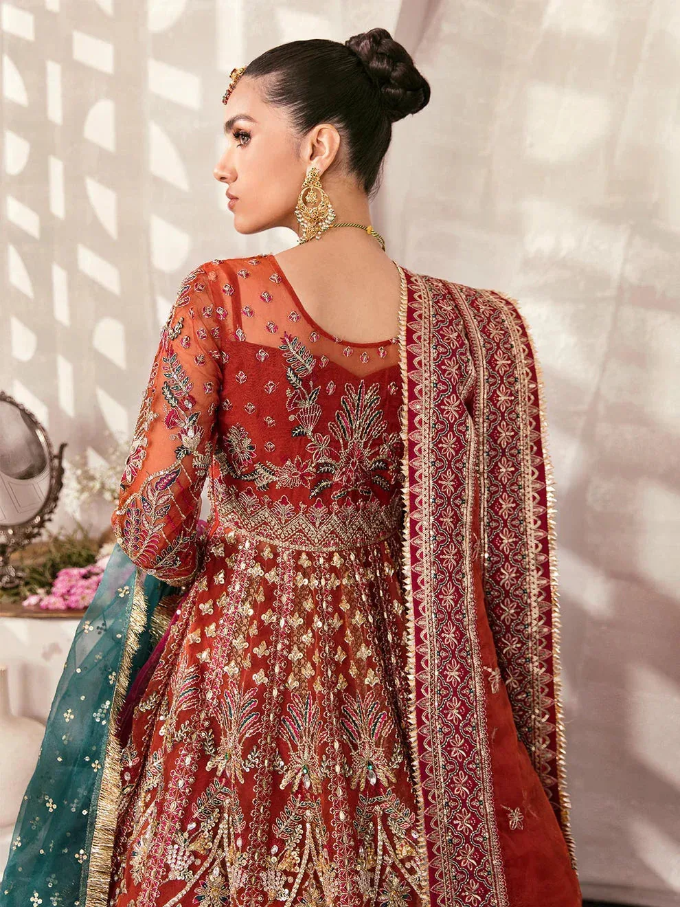 Gulaal Wedding Formals Fuchsia Organza – view 2 – Poshaq