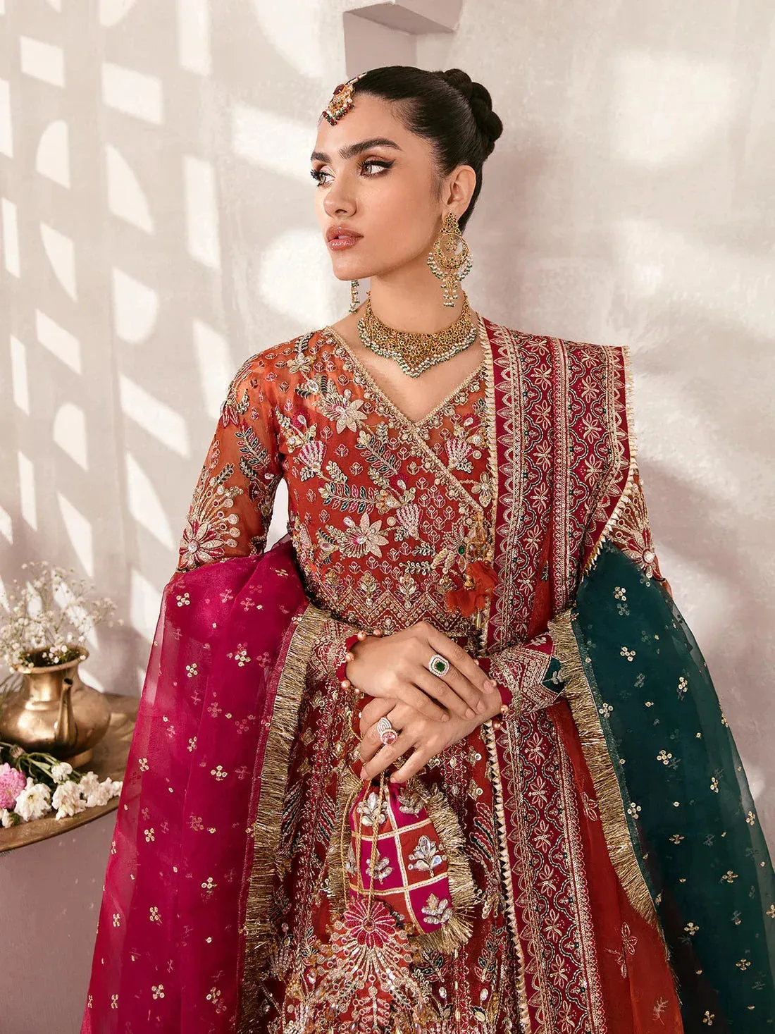 Gulaal Wedding Formals Fuchsia Organza – view 3 – Poshaq