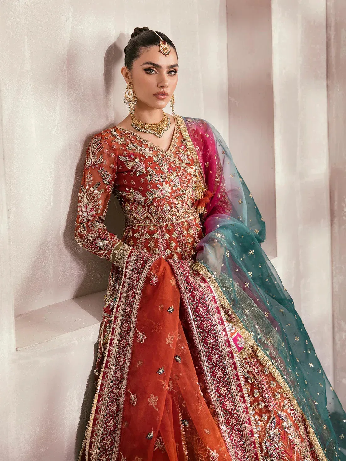 Gulaal Wedding Formals Fuchsia Organza – view 4 – Poshaq